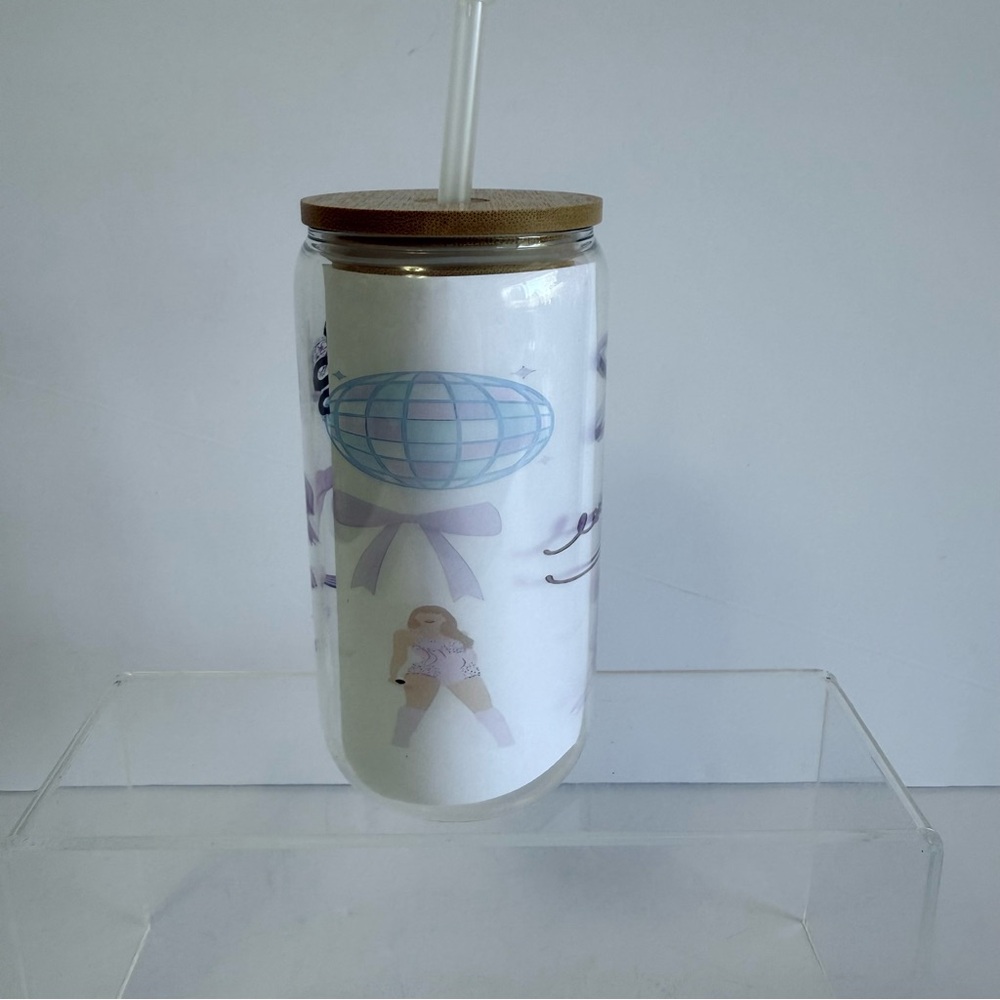 Taylor Swift 16oz Glass Libby Coffee Cup with Bamboo Lid